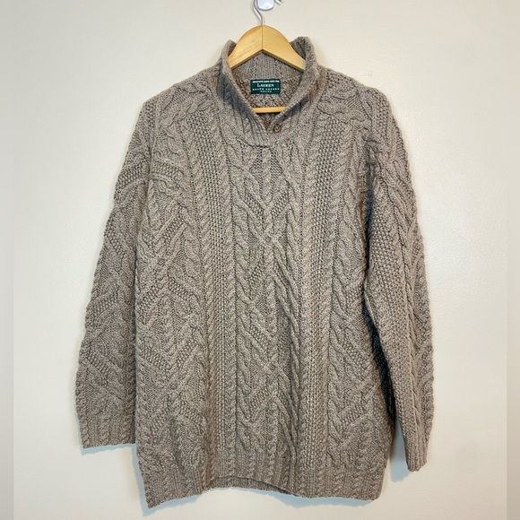 Lauren Ralph Lauren Hand-Knit 100% Worsted Wool Sweater Size L Petite - Picture 1 of 8